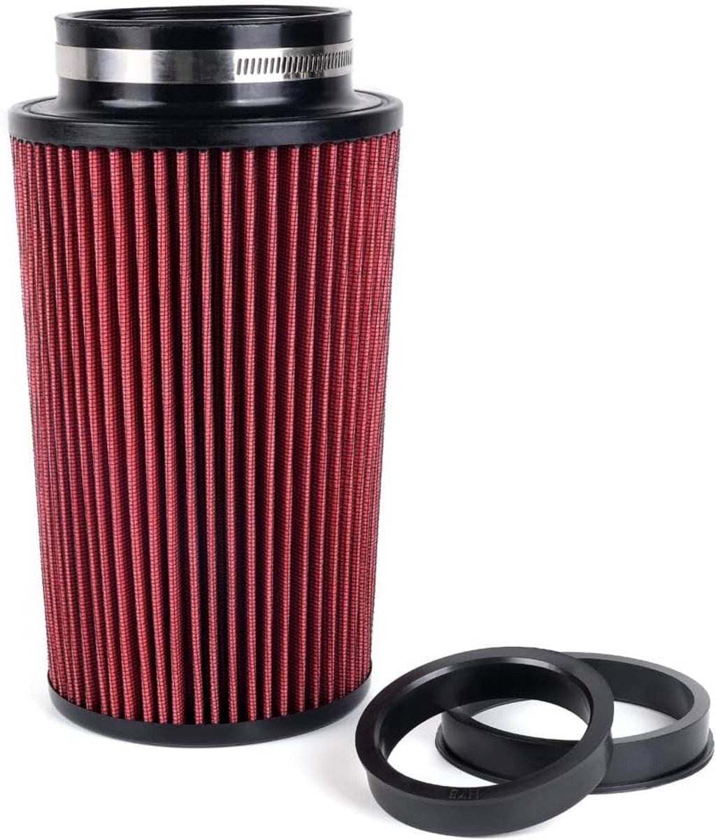 SnelShoppen - Air Filter Conical Universeel 76 mm 89 mm 101 mm - Krachtige Inlaat Luchtfilter - Ronde Cone voor Racing, Sportauto's - Rood - 3 Maten i
