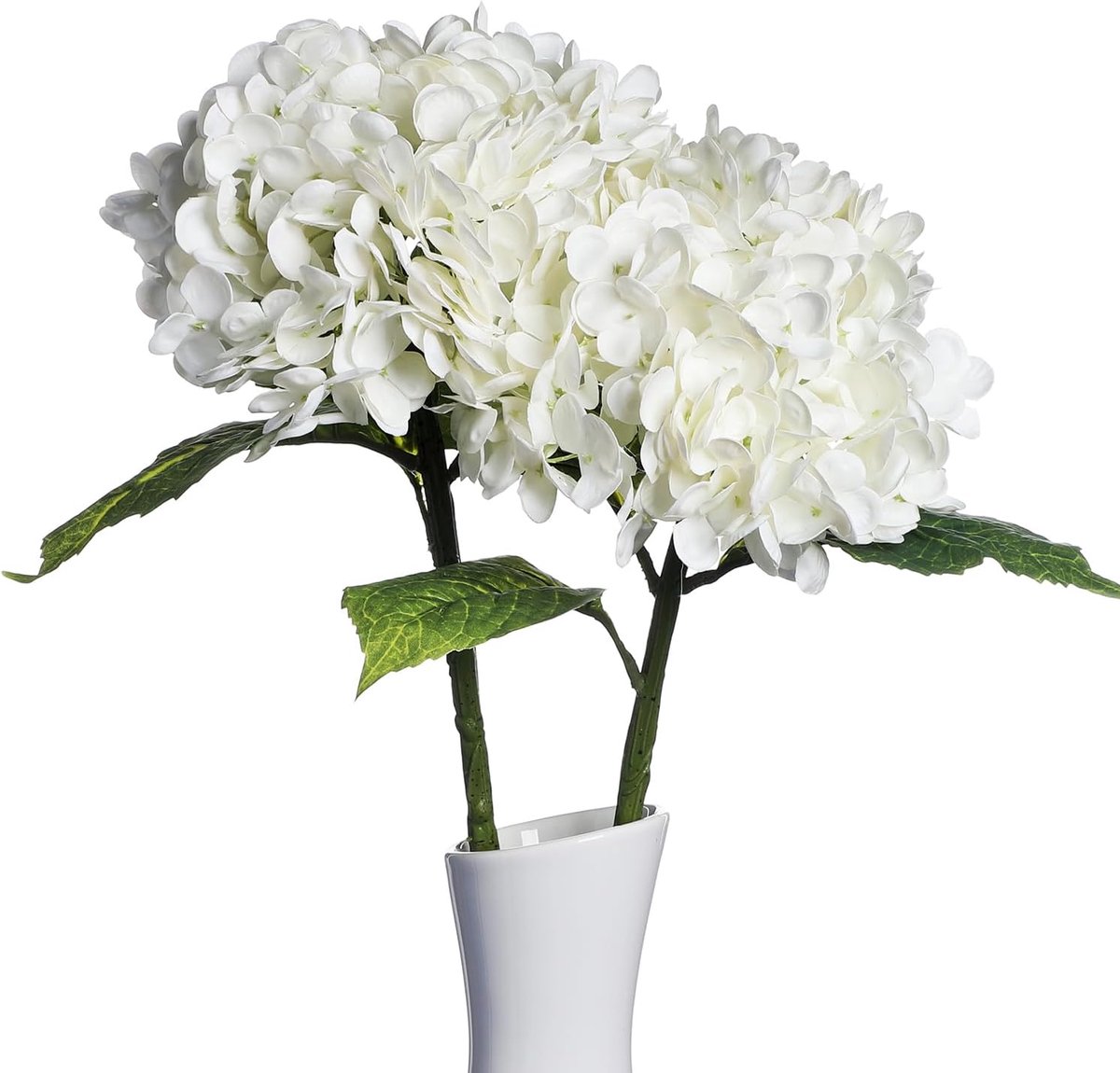 SnelShoppen - 2 Stuks Grote Kunstmatige Hortensia's - Realistische Lange Steel Bloemen - Decoratie voor Bruiloft, Kantoor, Woonkamer, Feest - Wit