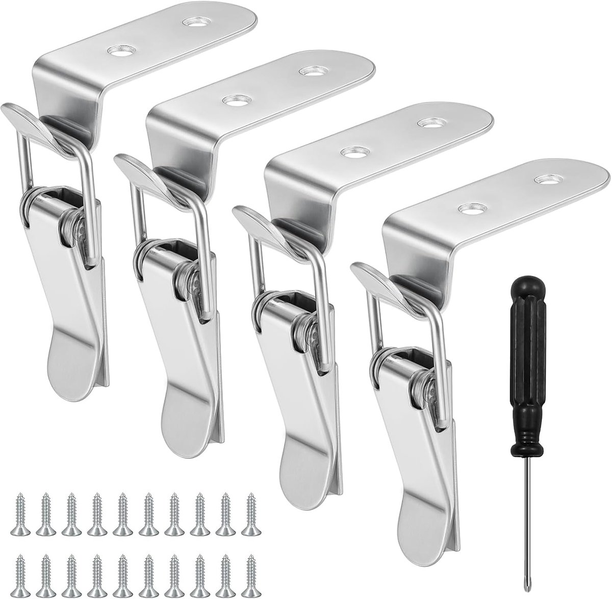 SnelShoppen - 4 Pcs Rvs Padlock Hasp, Kist Slot, Kast Sluitingen, Metaal Toggle Clasp, Tension Lock voor Kasten, Deuren, Koffers, 11 cm Lang, 20 Schro
