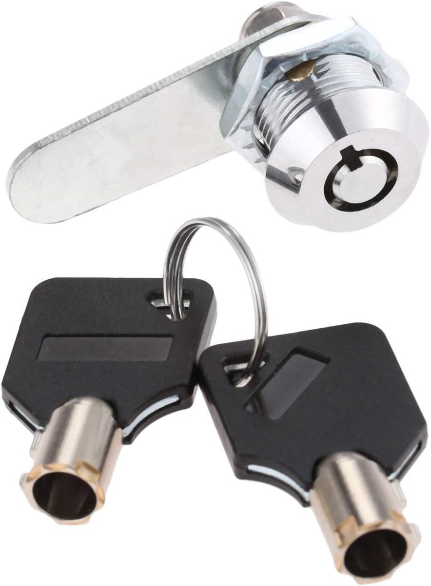 SnelShoppen - Wire Tubular Cam Lock 16mm - Zinklegering Beveiligingsslot voor Deuren, Postbussen, Kasten, Lades - 2 Sleutels - Zilverkleurig