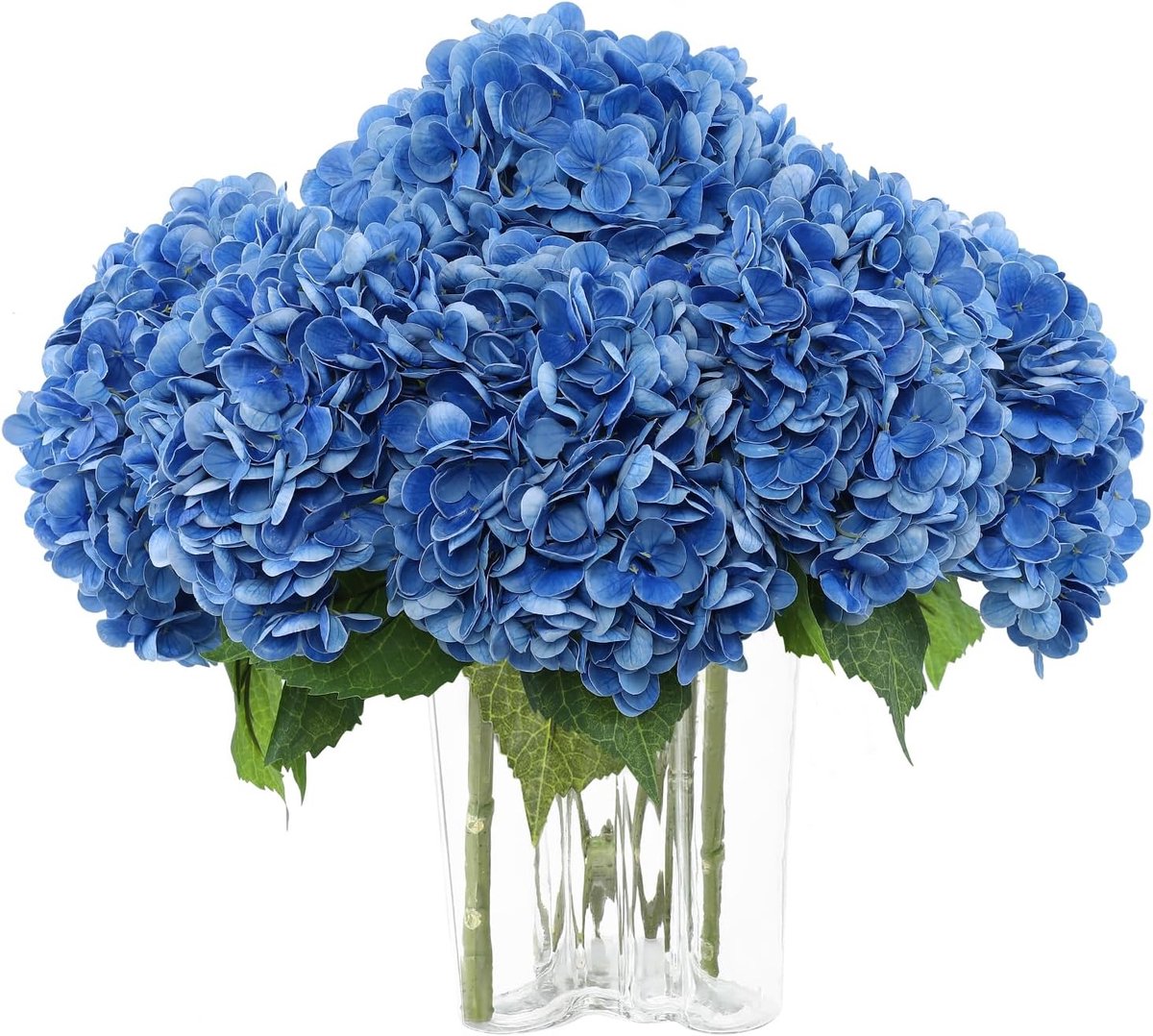 SnelShoppen - Pack van 3 Royale Blauwe Kunstbloemen Hydrangea - Zijde Hydrangea Boeketten voor Woondecoratie, Bruiloften, Feesten en Bruidsboeket