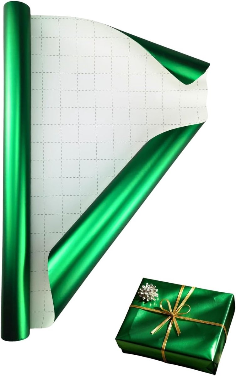 SnelShoppen - Matte Shiny Cadeaupapier, Metallic Cadeaupapier Rol voor Kerst, Verjaardagen, Pasen en Feestelijke Gelegenheden (Groen, 43 cm x 3 m)