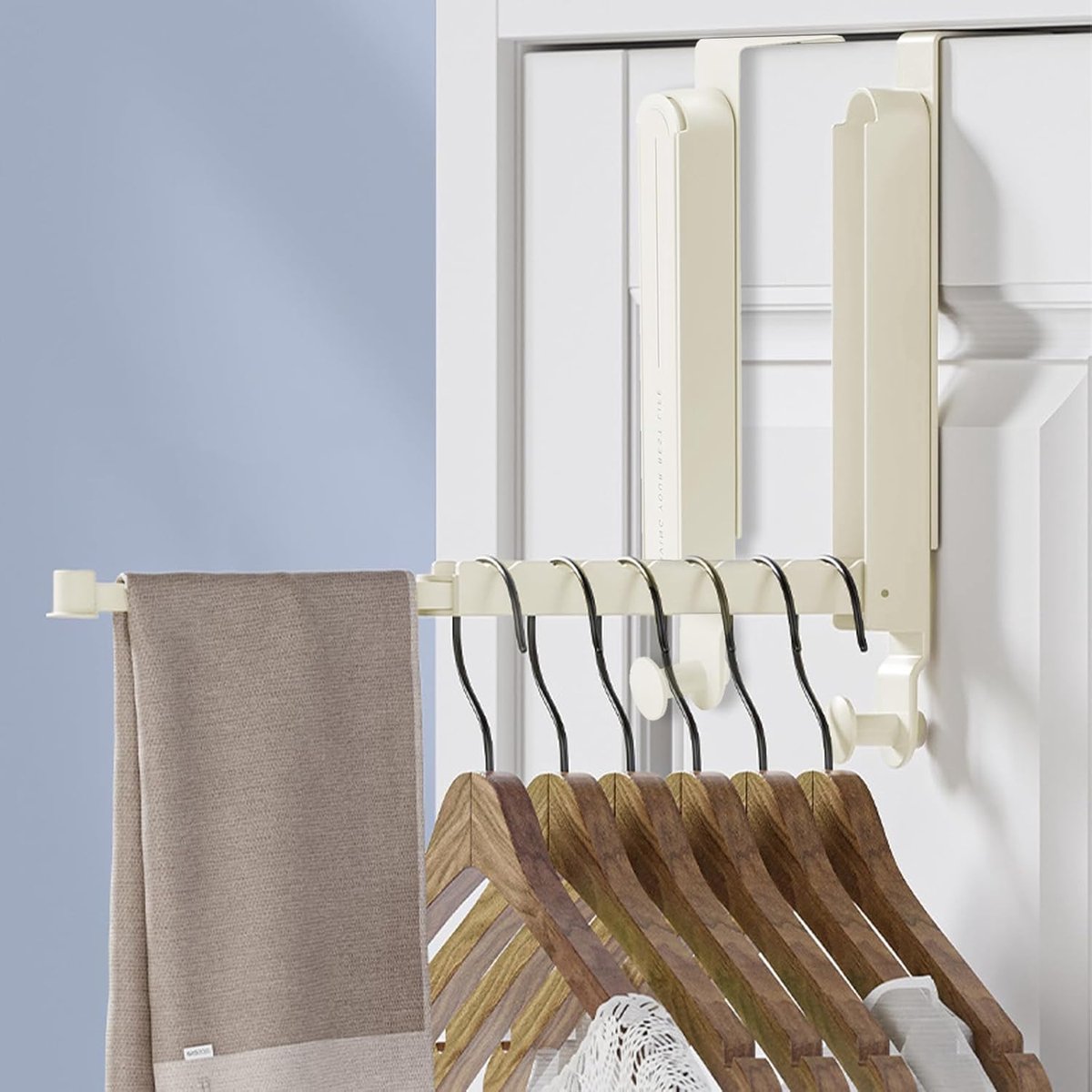 SnelShoppen - Set van 2 Vouwbare Deurhaken voor Jassen - Robuuste Metalen Haak voor Deur of Kast - RVS Deurkleding voor 4.2 cm Deurlijst - Ruimtebespa