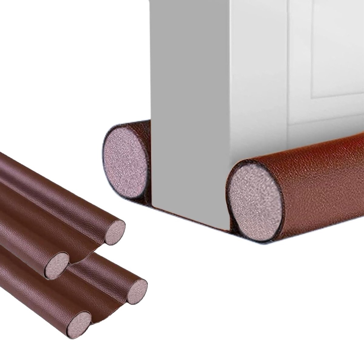 SnelShoppen - 2pcs Deur- en Raam tochtstrip, Dubbele Tochtstrip voor Deuren en Ramen, Kunstleer, Verstelbaar 32-94 cm, Geluidsisolatie, Energie Bespar