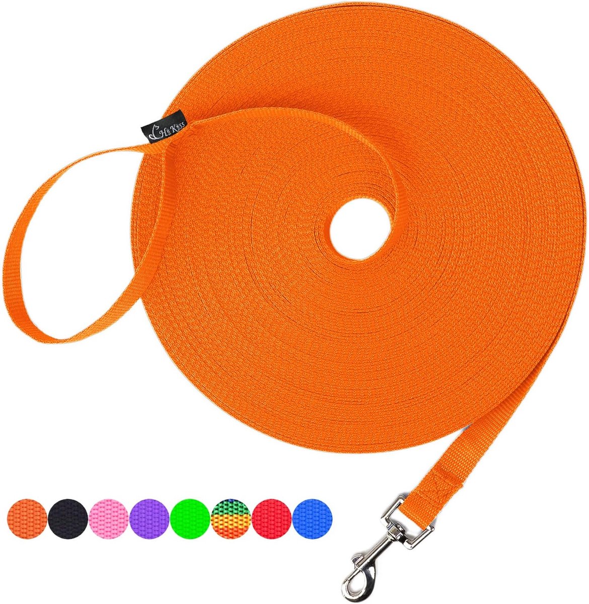 SnelShoppen - 30m Hondenlijn - Lange Dog Leash voor Training, Spelen, Kamperen, Tuin - Oranje, 1.8cm Breed - Ideaal voor Recall Training en Outdoor Ac