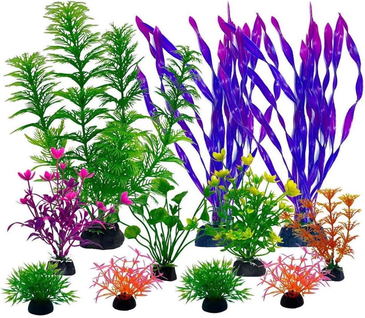 SnelShoppen - Kunstplanten voor Aquarium en Terrarium, Set van 11 Decoratieve Planten, Kleurvast, Onderwater Planten, Ideaal voor Huisdieren, 5 Stuks