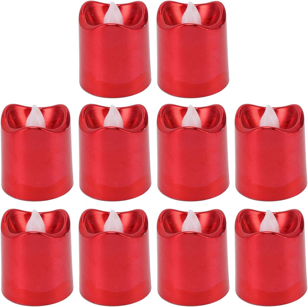 SnelShoppen - 12 Stuks Flameless Rode LED Theelichtjes - Gouden Warm Licht voor Kerst, Feest, Verjaardag, Bruiloft, Veilig en Rookvrij