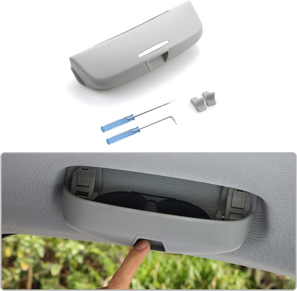 SnelShoppen - Zonnebrilhouder Brilcase Auto Geschikt voor Audi A3 A1 A4 A5 A6 Q2 Q3 Q5 Q7 Q8 2013-2024 2025 Zwart Ruimtebesparend Veilig Robuust Acces