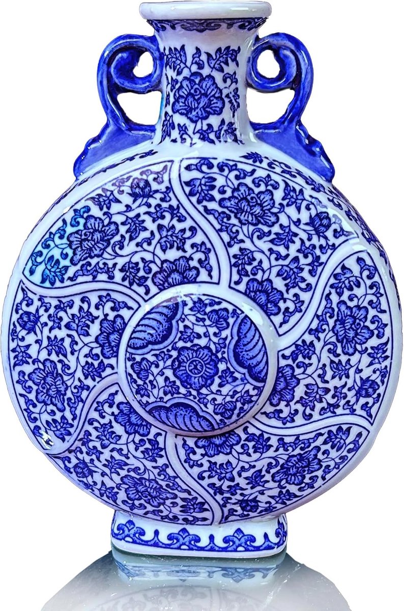 SnelShoppen - Porseleinen Vaasje, Jingdezhen Decoratief Bloemenvaas, Aesthetic Sculptuur voor Thuisdecoratie, Kettle Blue, Perfecte Trouwringen en Cad