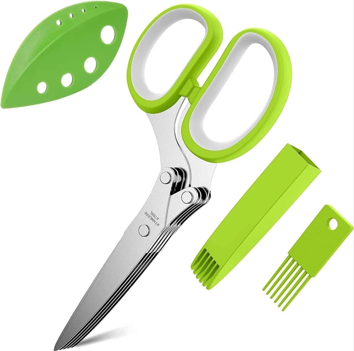 SnelShoppen - Herbenschaar - Kruidenknipper - Keuken Schaar voor Verse Kruiden - 4-delige Set - RVS Snijbladen - Handige Keukenaccessoire voor Biesloo