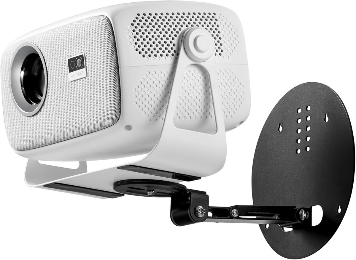 SnelShoppen - Portable Projector Mount, Vouwbaar, Multi-Directioneel Instelbaar, Universele 1/4 Inch Schroefdraad, Maximaal 2 kg, Voor Plafond/Wand/Bu