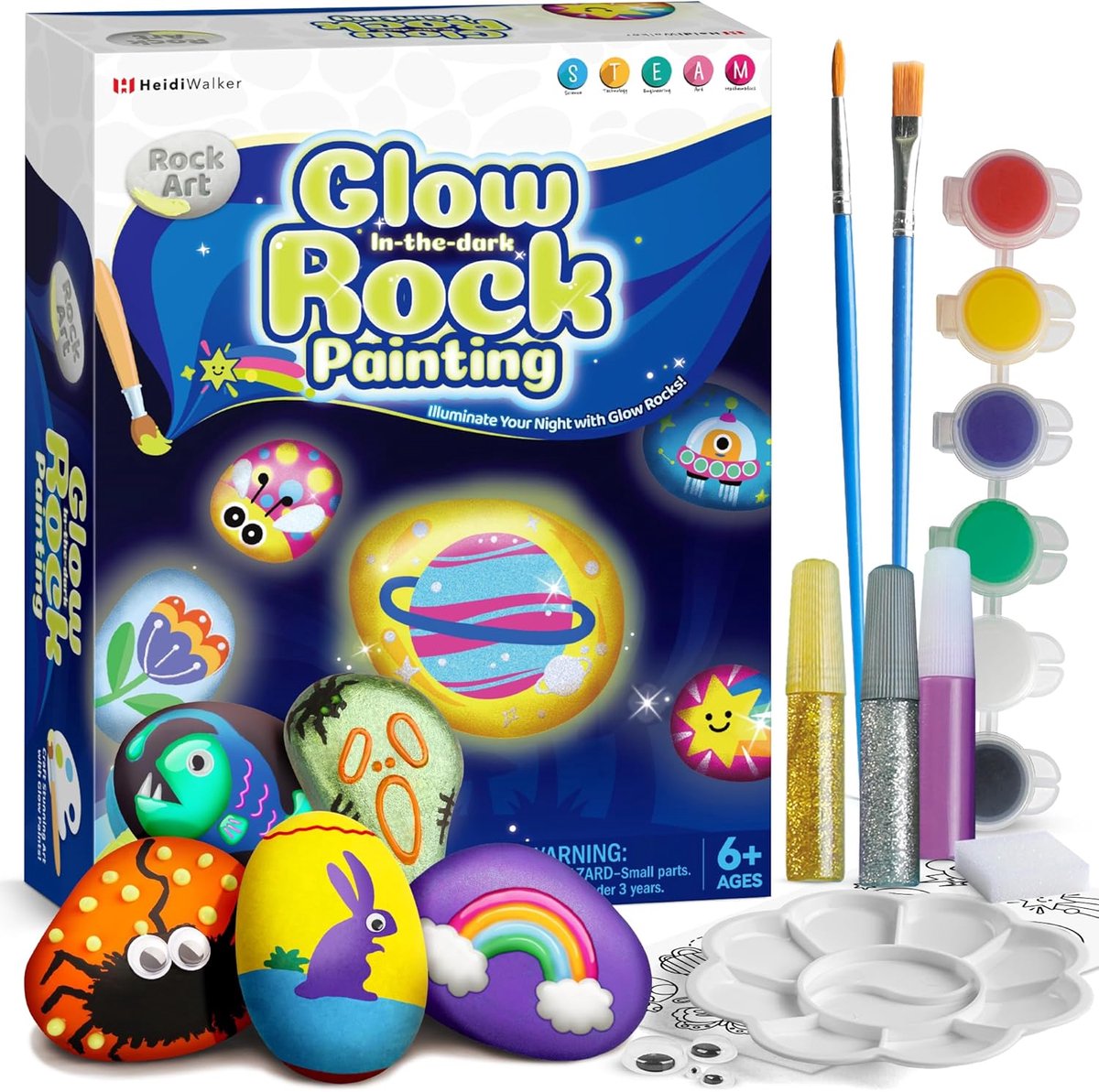 Thijox - Gamerside Stenen om te Beschilderen Knutselset voor Kinderen 6-12 Jaar - 10 Stuks Glow in the Dark Stenen Schilderset - Creatief Cadeau voor