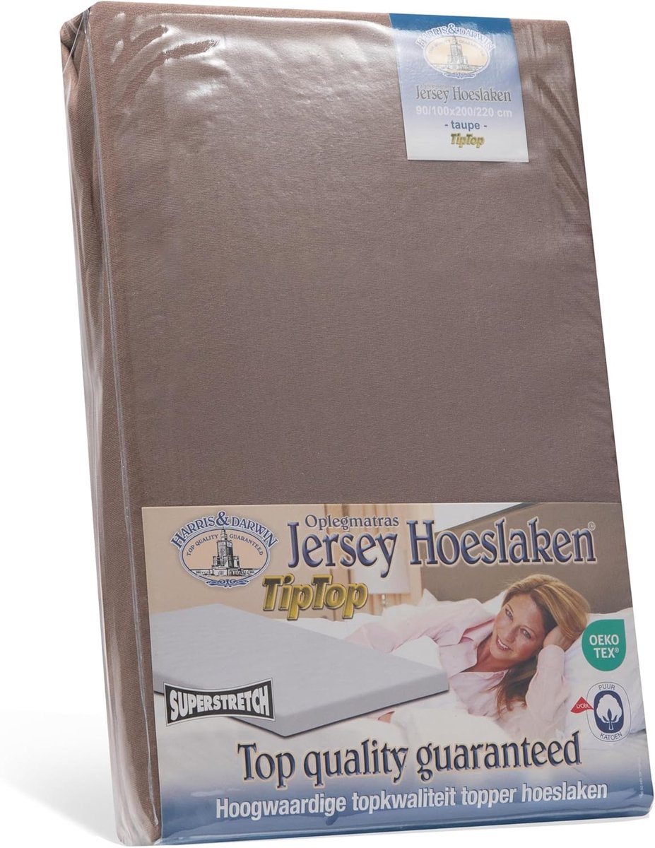 SnelShoppen - Fitted Sheet Toppers 140x200 cm - 100% Jersey Katoen - Tot 15 cm Matrasdikte - Taupe - Ademende, Machinewasbare Laken voor Comfortabel S