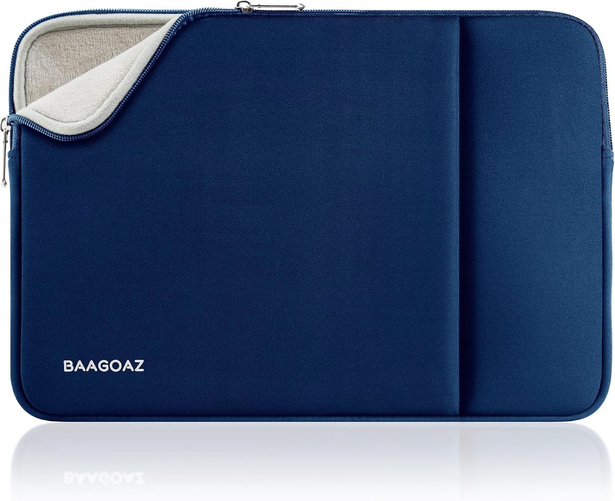 SnelShoppen - Laptop Sleeve 15.3 Inch - Laptop Bag Case Geschikt voor MacBook Air M4/M3/M2 - Donkerblauw - Universele Laptop Sleeve met Voorvak en Rit