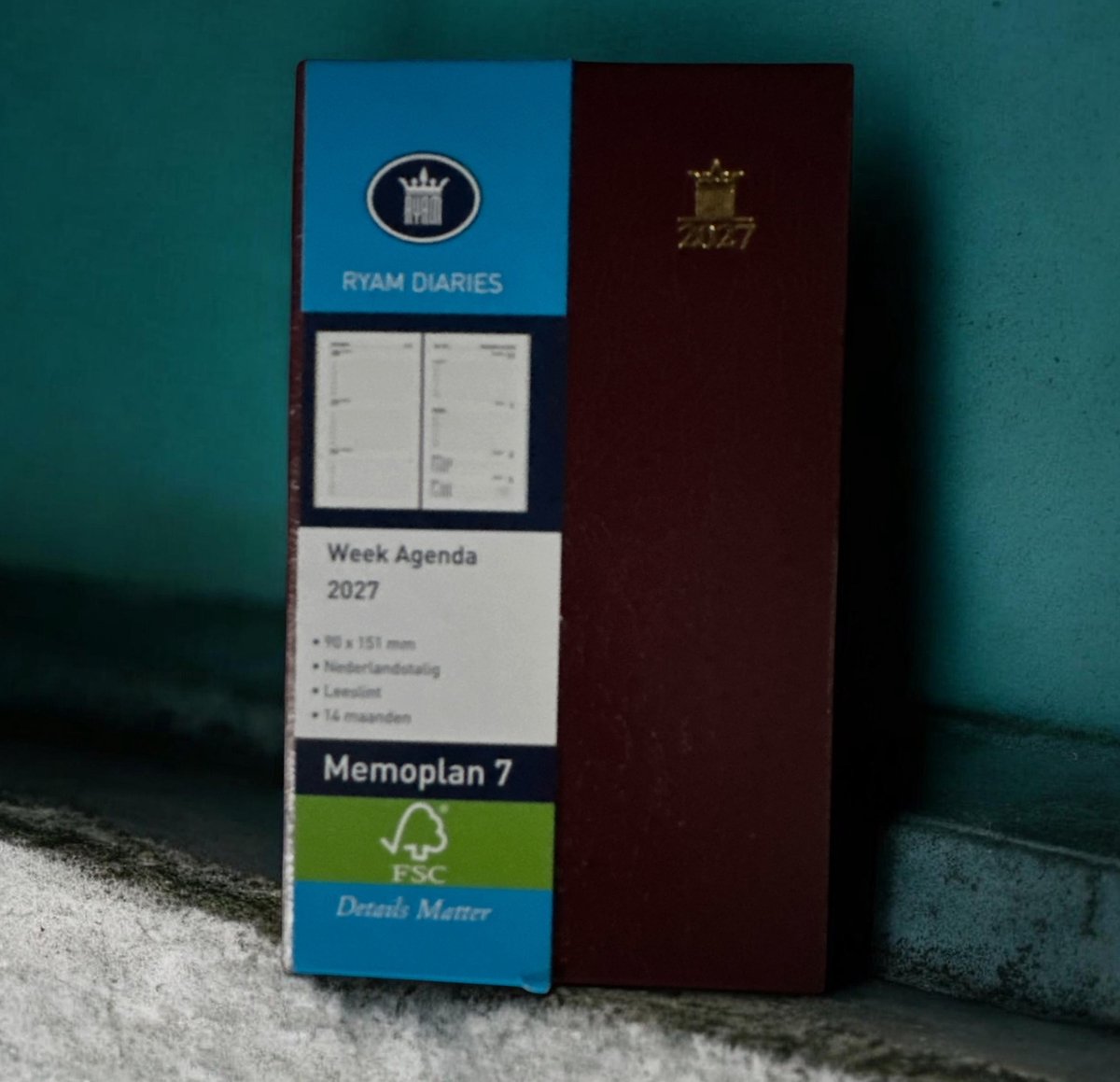 Zakagenda 2027 - Ryam Memoplan 7 BORDEAUX - Harde Kaft (9cm x 15cm)