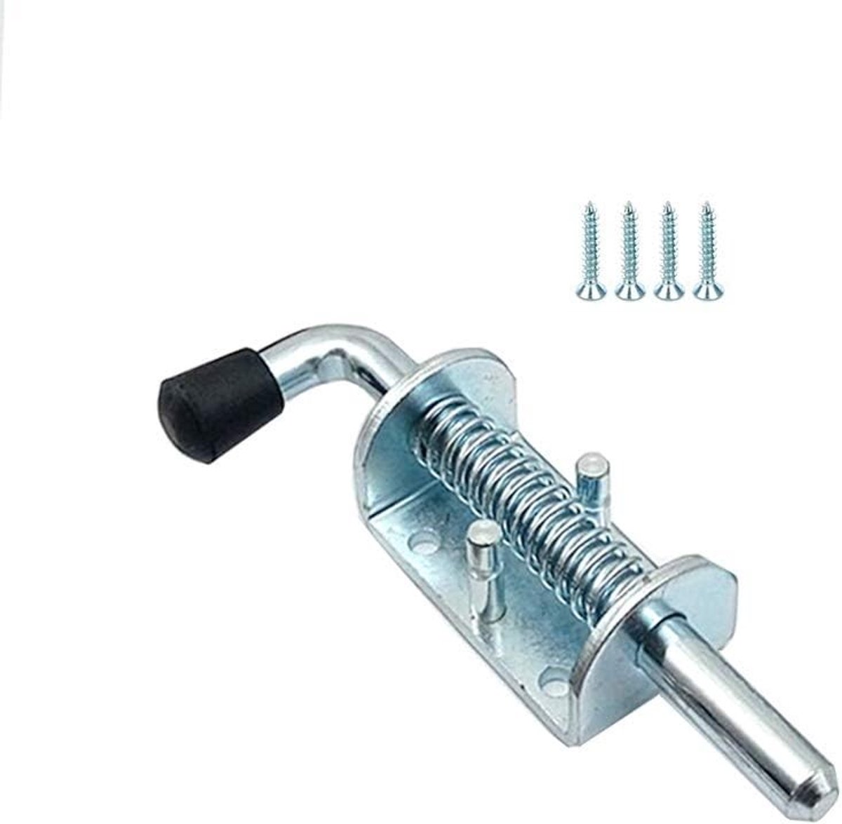 Robuuste veerslot met handvat, 125 mm, ideaal voor tuinpoort, schuurdeur en aanhangwagen, 