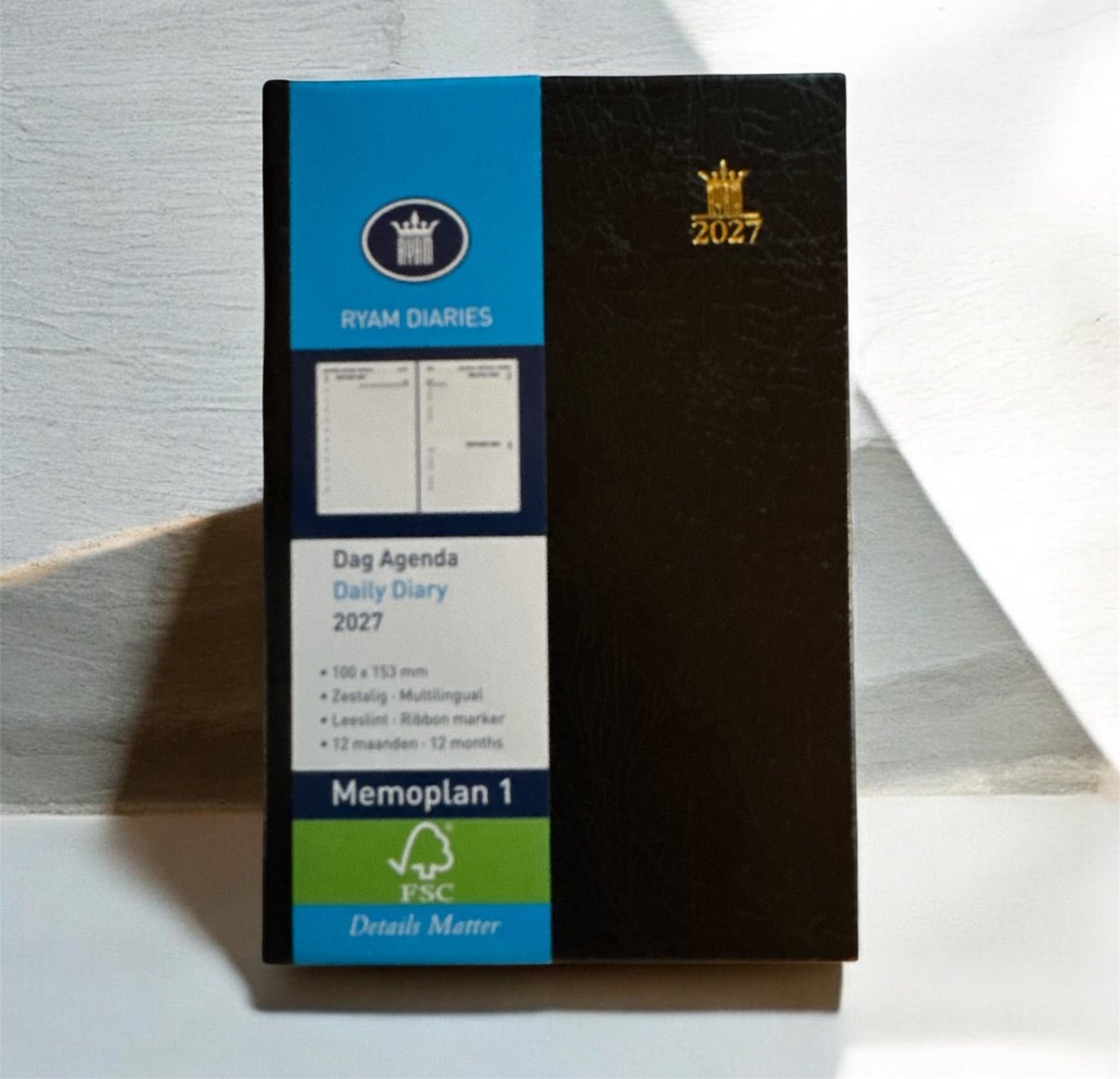 Ryam Agenda 2027 - Memoplan 1 ZWART Harde Kaft (10cm x 15cm)