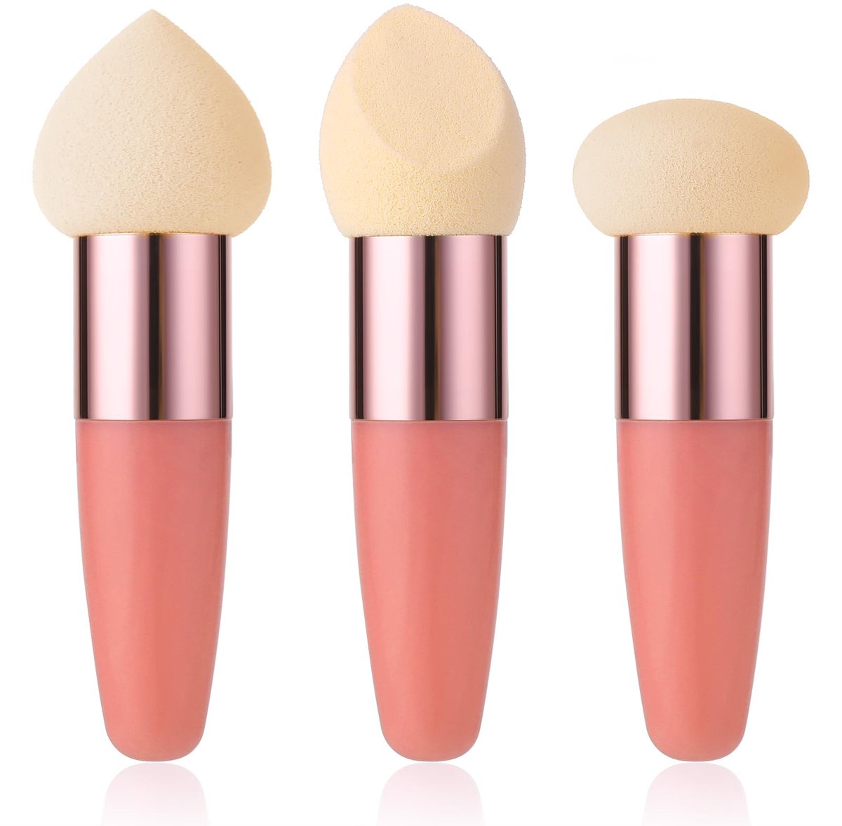 Dailygoods - Make-up Spons Set van 3 Stuks met Handvat - Voor Vloeibare en Poeder Cosmetica