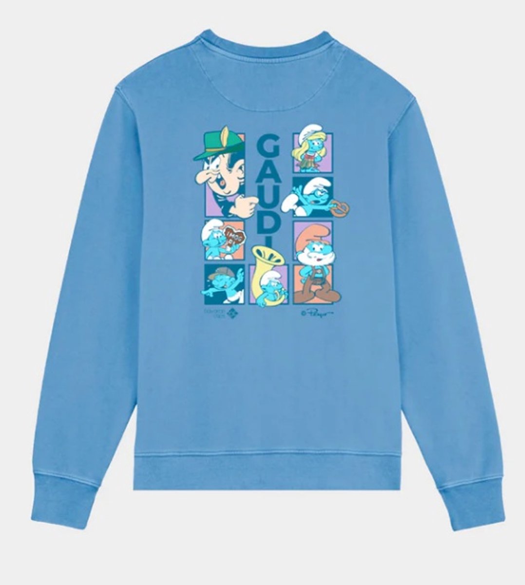 Trui / Sweater "Volksfestgaudi" - blauwgrijs - Maat XXL - De Smurfen