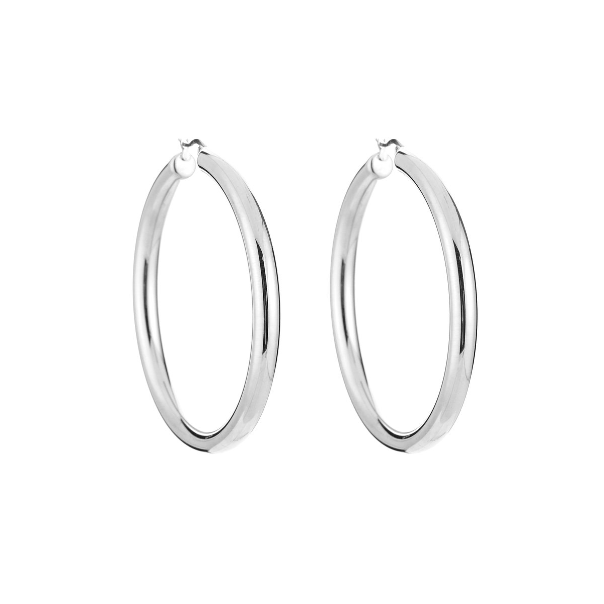 Stainless Steel Chunky Middelgrote Hoops – Gedurfde & Minimalistische Oorringen – RVS - Zilver