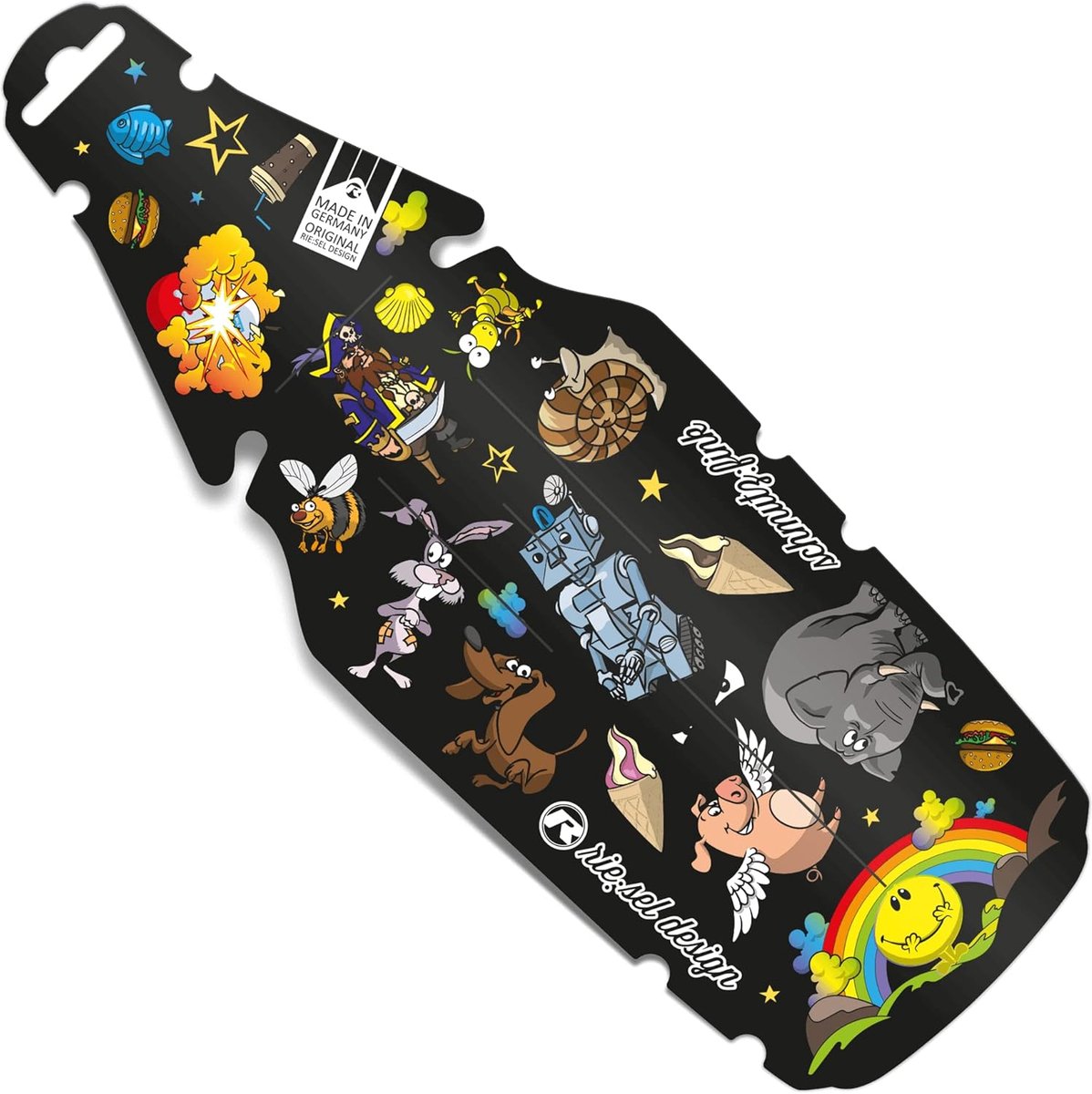 SnelShoppen - Kinderfiets Spatbord - Dirt:Fink Mudguard voor Jongens en Meisjes - Toolvrije Montage - Sticker Bomb Design - Ideaal voor Fietsen in Nat