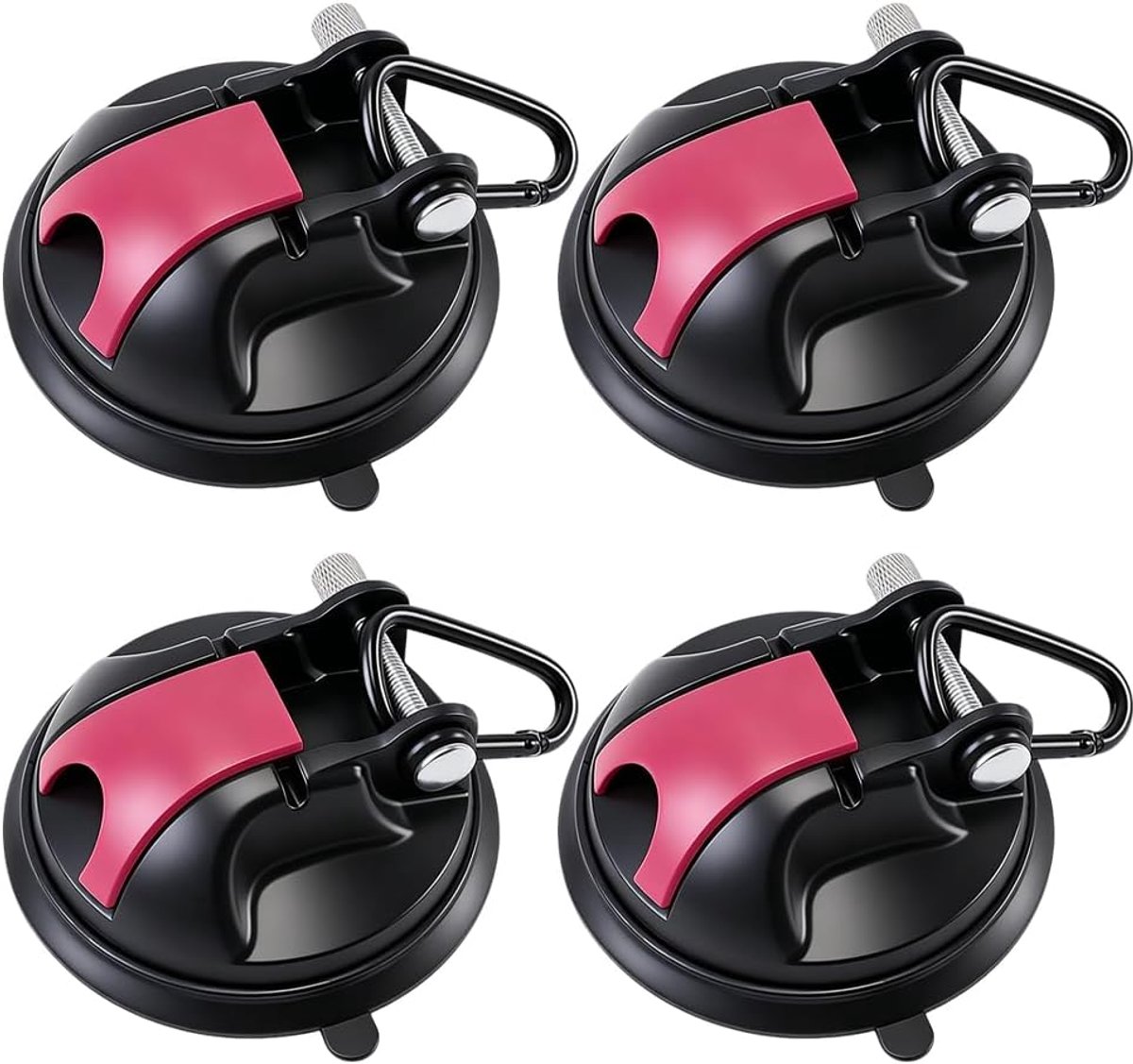 SnelShoppen - Zuignaphaken 4 stuks | Extra sterke zuignappen met 35 kg draagvermogen | D-ringen voor camping, caravan, voortenten, auto, glas en tegel