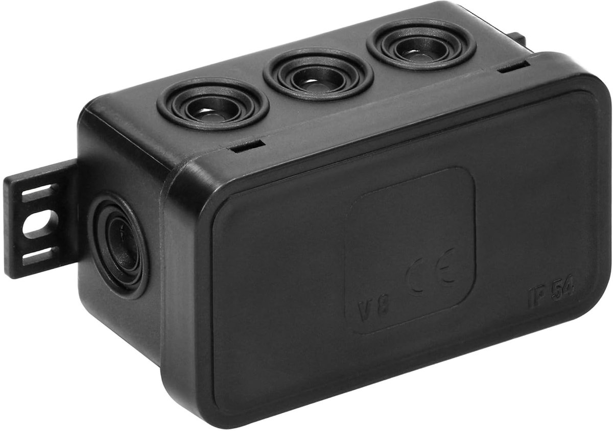 SnelShoppen - Surface Mounted Cable Branch Box IP54 - 8 Feeding Junction Box - Waterdichte Elektronica Doos - Zwart - Voor Eenvoudige Kabelinstallatie