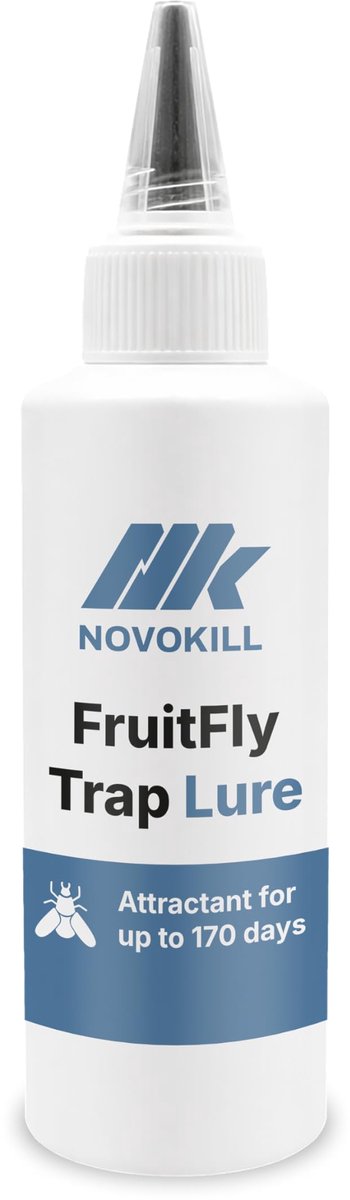 SnelShoppen - Novokill Lokstof voor Fruitvliegjesval - 100 ml Insectenvanger voor 170 Dagen Bescherming - Effectieve Fruitvliegjes Vanger voor Thuis,