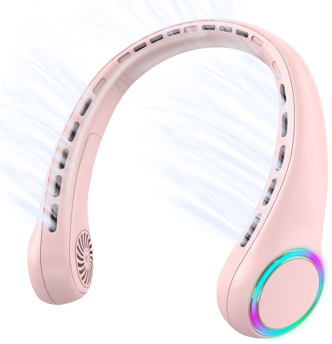 SnelShoppen - ITSHINY Mini-halsventilator, Draagbare USB-oplaadbare Ventilator, 4000 mAh Batterij, Stil, Krachtig met 3 Snelheden en LED-lampen voor K