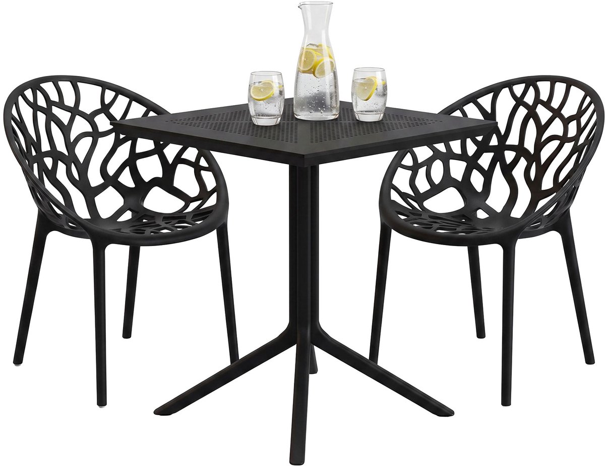 CLP Avara Tuinset met 2 Stoelen - Moderne Balkonset - Weerbestendig Stapelbare Tuinstoelen