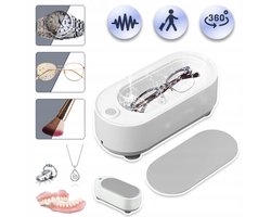 Mini Ultrasone Reinigingsmachine 350 ml 45 kHz - USB Oplaadbaar ABS En Roestvrij Staal - Diepe Reiniging Voor Brillen Ringen Horloges En Scheerapparaten - Wit En Grijs