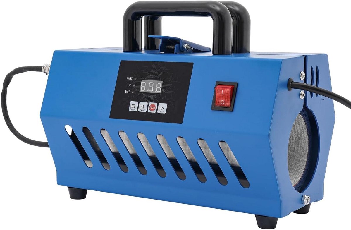 Mokjespers - Transferpers - Kopjes Bedrukken - Instelbare Tijd Temperatuur - 500W - Blauw