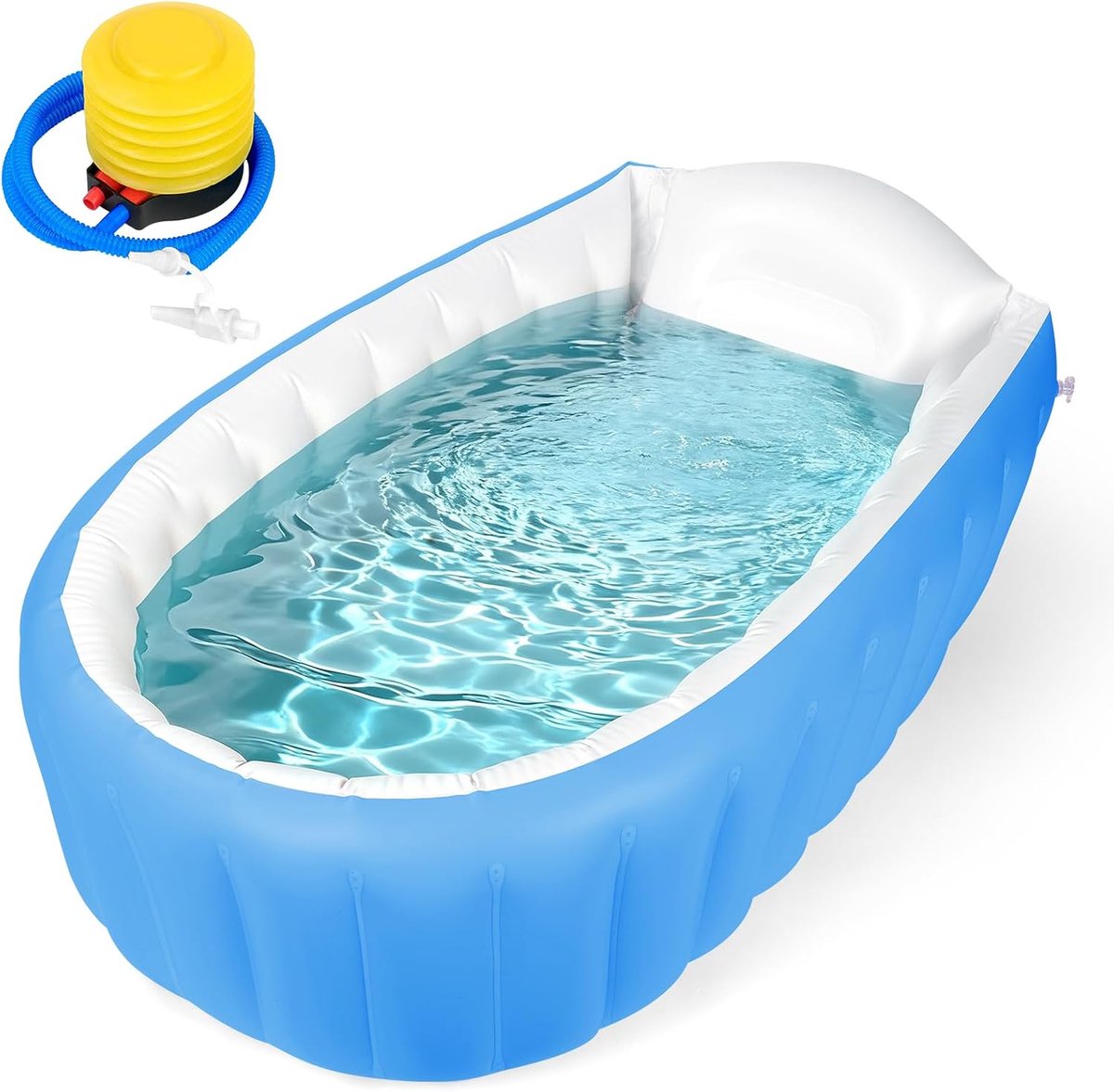 SnelShoppen - Opblaasbare Baby Badkuip 0-12 Maanden, Draagbare Anti-Slip Vouwbare Badkuip voor Kinderen, Inclusief Luchtpomp, Blauw, Ideaal voor Thuis