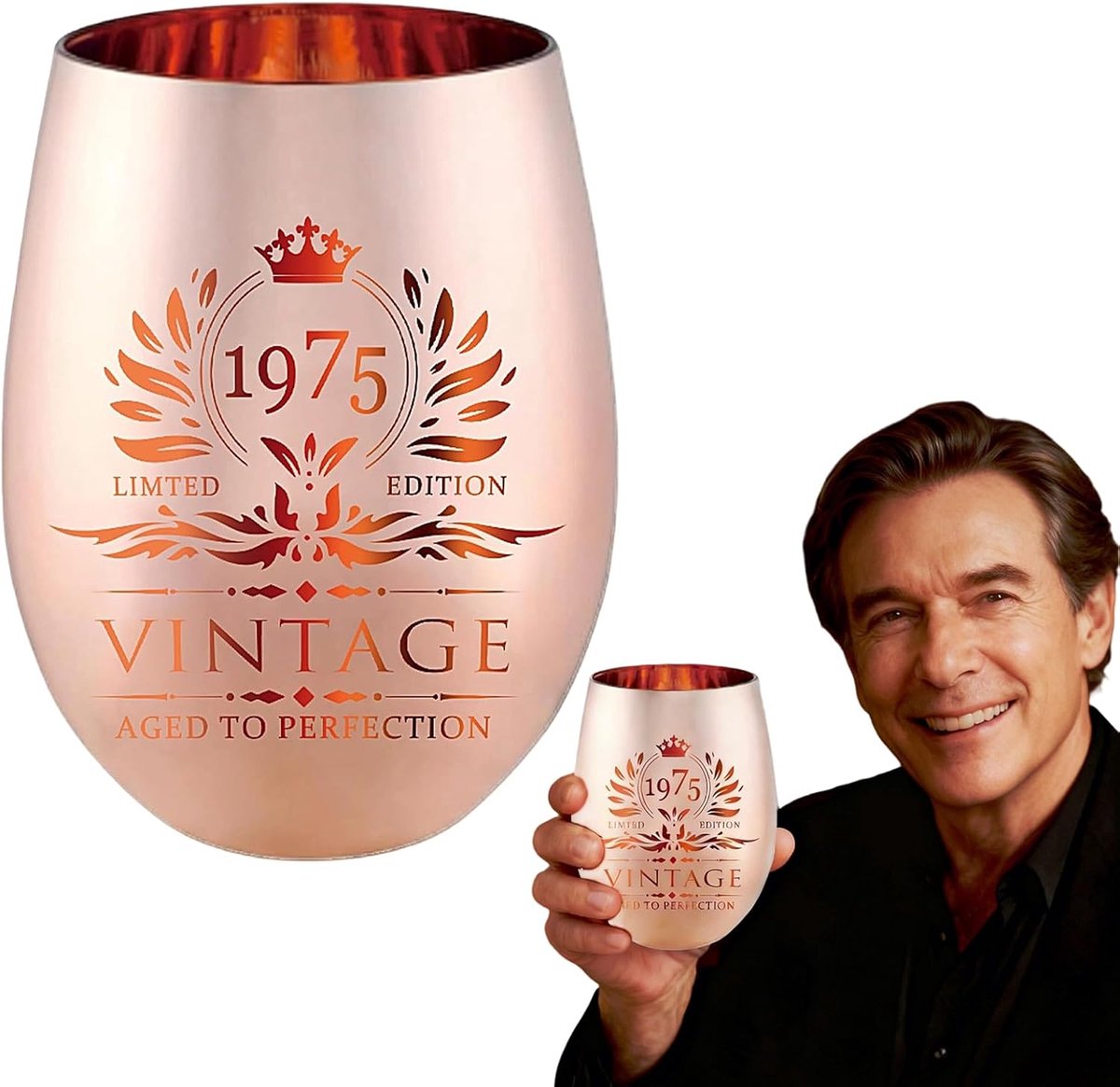 SnelShoppen - Exclusieve 1975 Wijn Glazen voor Vrouwen, Gepersonaliseerd 50e Verjaardag Cadeau, Perfect voor Moeder, Vriendin of Zus, Hoogwaardige BPA