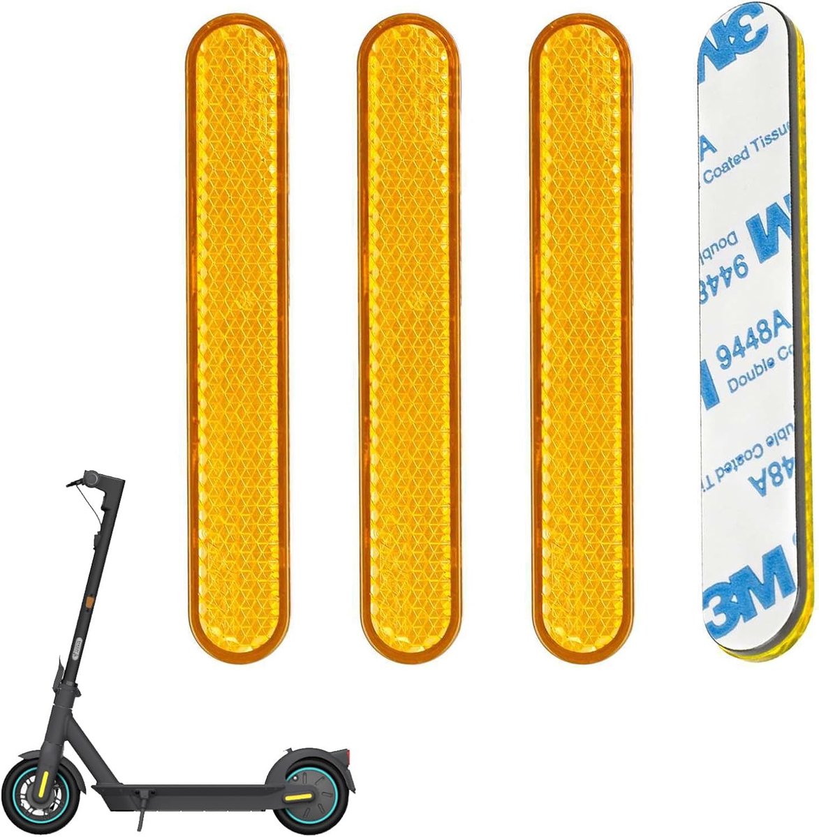 SnelShoppen - E-Scooter Reflectoren Zijkant Geel, 4 Stuks, Sterke Reflectiviteit, Duurzaam Kunststof, Geschikt voor Segway Ninebot Max G30 Series