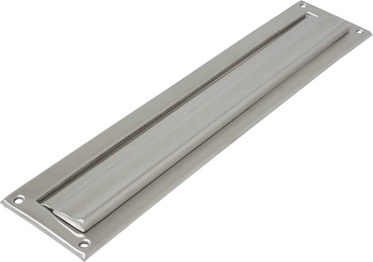 SnelShoppen - RVS Brievenbus voor Wand of Deur - 342 x 73 mm - Silver - Brieveninwerp met Stalen Deksel - Ideaal voor Terraswoningen en Vrijstaande Hu