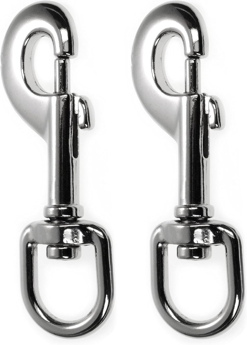SnelShoppen - Carabiner met Draaihaak 90 mm, Zwart, 2 Stuks, Geschikt voor Hondenriem, Tuin, Camping en Outdoors
