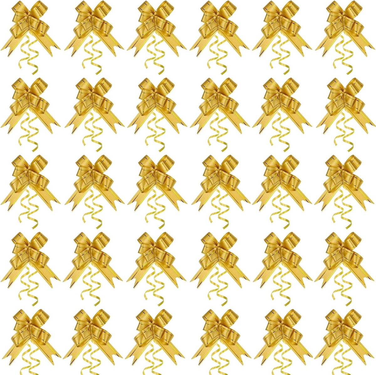 SnelShoppen - 30 Mini Geschenkverpakking Pull Bows Ribbons met 2 Gouden Decoratieve Bogen voor Kerst, Nieuwjaar, Valentijn, Verjaardag, Bruiloft en De