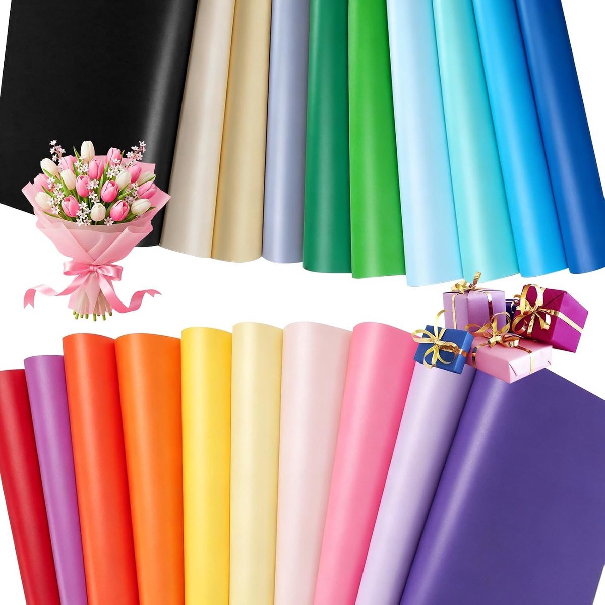 SnelShoppen - 100 stuks 50 × 70 cm Vloeipapier in 20 Kleuren - Tissuepapier voor Cadeauverpakking, Knutselen, Feestdecoraties, Zijdepapier voor Verpak