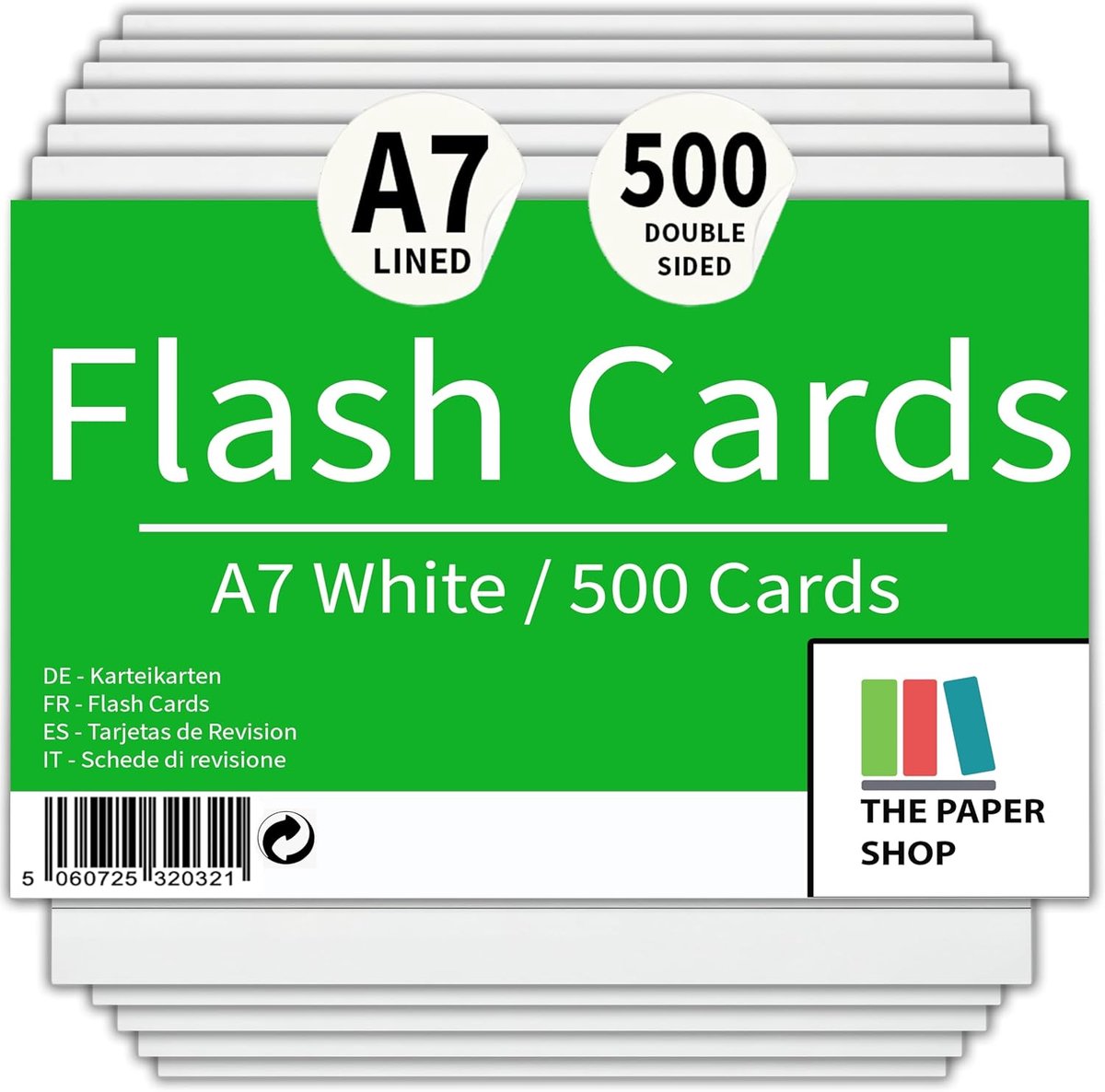 SnelShoppen - 500 Stuks Flashcards Revisie Wit 5x3 Lijn Kaarten - Ideaal voor Studie, Flashcards, Indexkaarten voor Organiseren en Onthouden van Infor