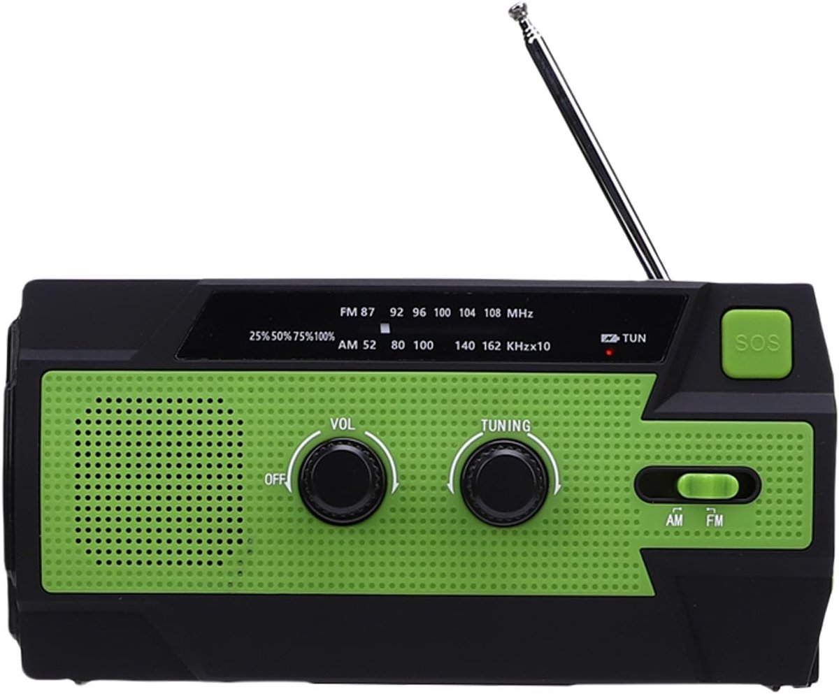 SnelShoppen - Multifunctionele Hand Crank Noodradio met LED Zaklamp, 4000mAh Zonne-energie en Leestlicht, Ideaal voor Camping, Noodsituaties, en Stroo