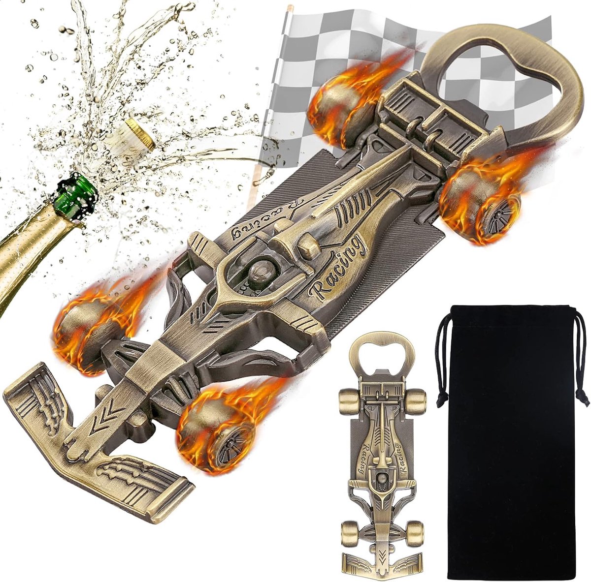 SnelShoppen - Race Auto Flessenopener voor Mannen, Uniek Cadeau voor Vader, Verjaardag, Kerst, Huwelijk, Racing Fans, Stoere Geschenken, Collectibles,
