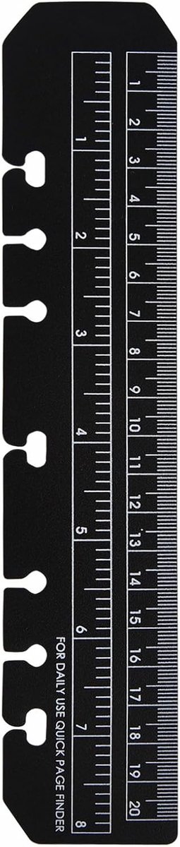 SnelShoppen - A5 Liniaal Zwart Plastic Notitieboek Ringband Liniaal voor Navulbare 6-Ring Planner Organizer Notebook