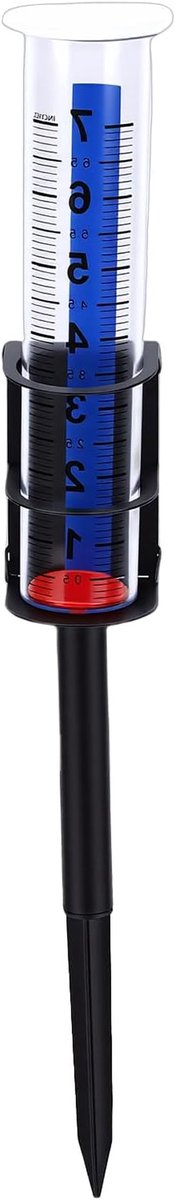 Regenmeter Buiten - Tuinmeter Neerslag - Nauwkeurig Meten - Metalen Grondpen - Grote Cijfers - Transparant