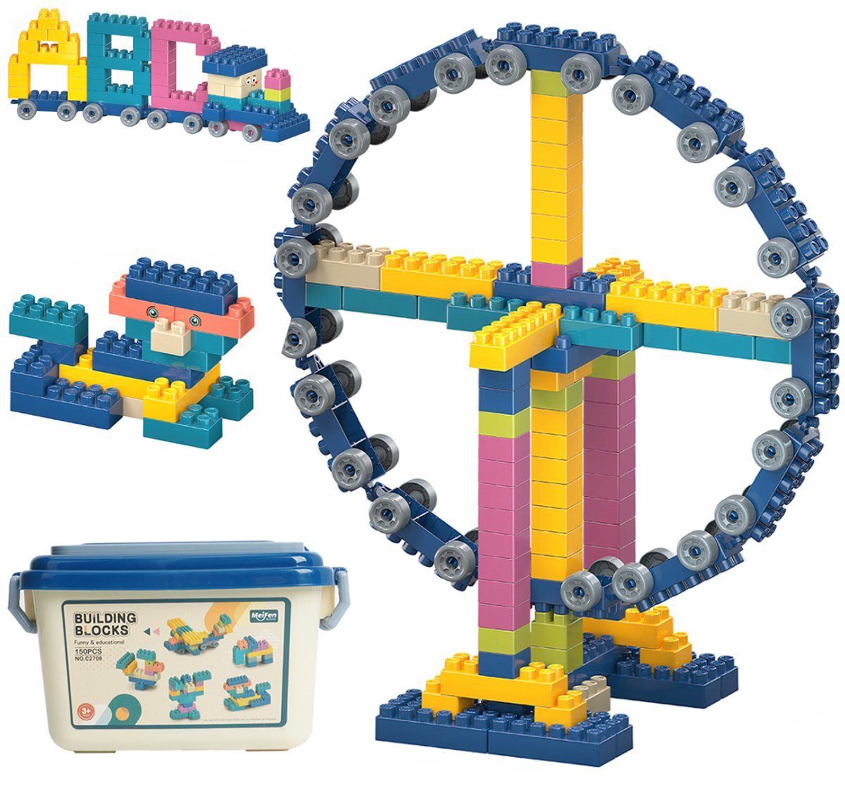 150 Stuks Bouwblokken Voor Kinderen - Kleurrijke Bouwstenen Set - Educatief STEM-Leerspeelgoed - Speelset Als Cadeau Voor Peuters En Kleuters