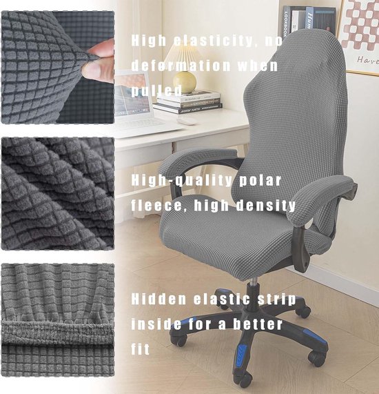 Verstelbare Gaming Stoel Hoes - Wasbaar en Antislip - Geschikt voor Computer- en Swivelstoelen - Lichtgrijs - 4 Stuks — afbeelding 3