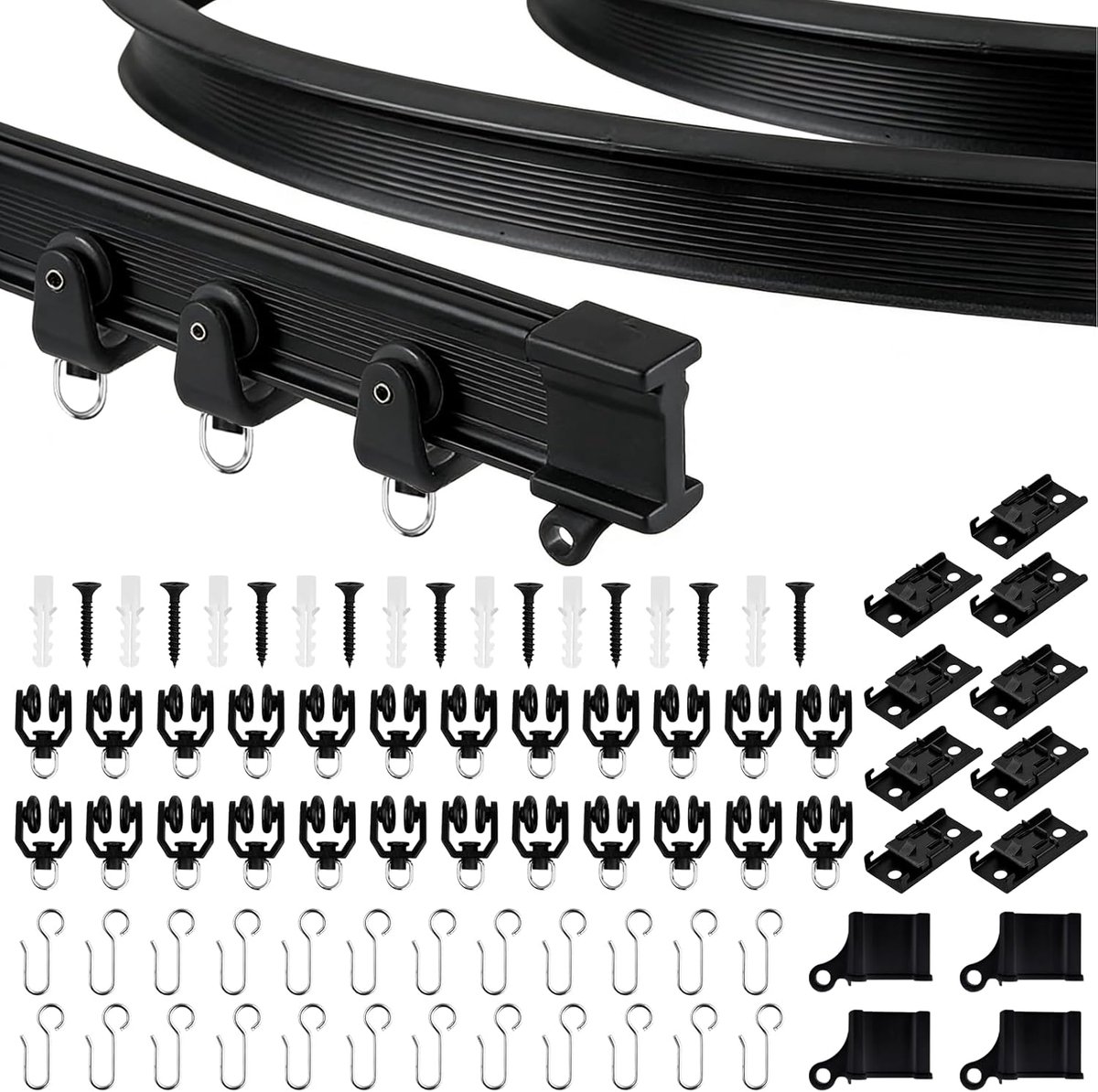 SnelShoppen - 3m Flexibele Plafond Gordijnrail, Boogvormige Gordijnrail met Stille Wielen, Ideaal voor Douche, Vensters, Kamerscheiding, Privacy en Wo
