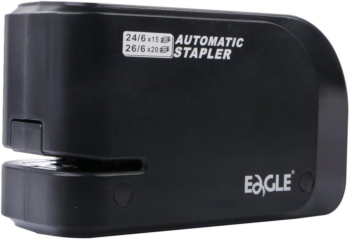 SnelShoppen - Zware Duty Automatische Hefter - Elektrische Stapler voor 20 Vellen - Accu of Netvoeding - Zwart - Perfect voor Kantoor, Thuis of School