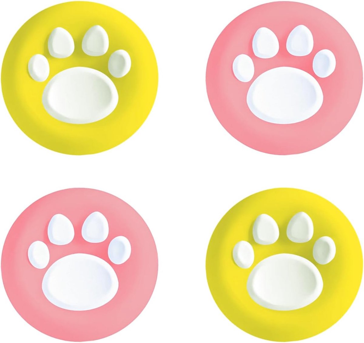 SnelShoppen - Joystick Caps voor Switch - Silicone Thumb Grip Caps met Schattige Pootafdrukken - Geel met Witte Klauwen - Comfortabel en Duurzaam - 2