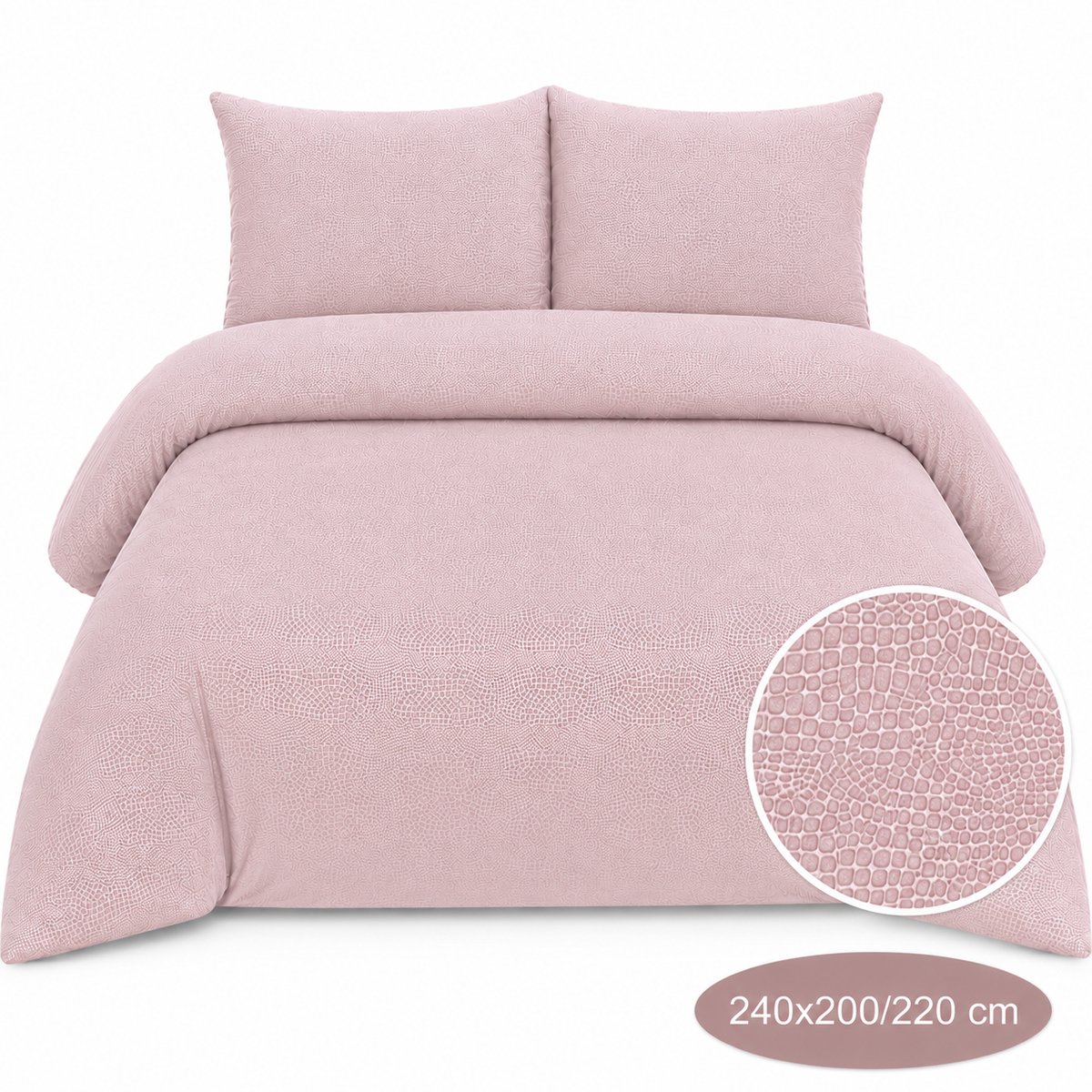 Roden Blue - Croco dekbedovertrek - Blush Roze - 240x220 cm - Microvezel - Wasbaar & Strijkvrij - Inclusief 2 Kussenslopen